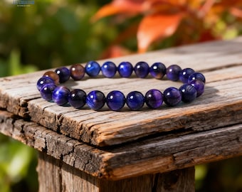 Bracciale in pietra preziosa naturale di sugilite - Bracciale del perdono con cristallo curativo - La pietra dell'amore della nuova era