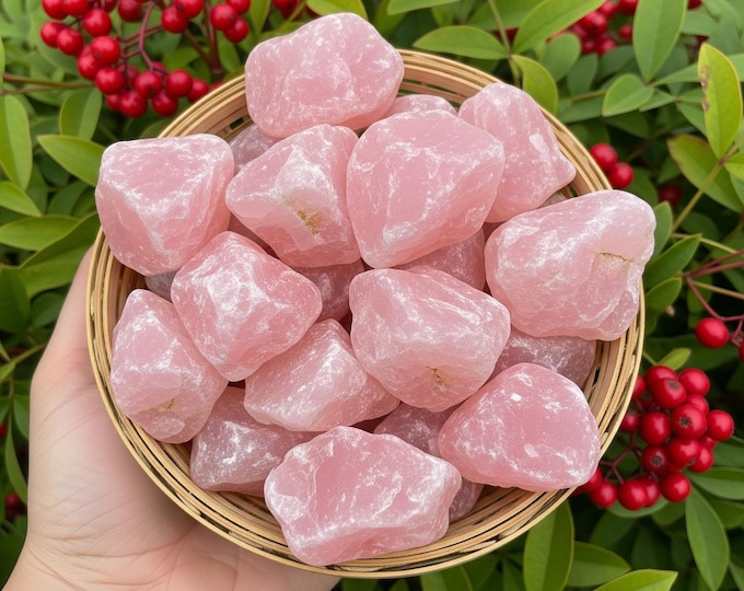 Raw Rose Quartz Stone- Natural Rough Pink Crystal Chunks Tumbling, Heart Chakra Mineral Specimen