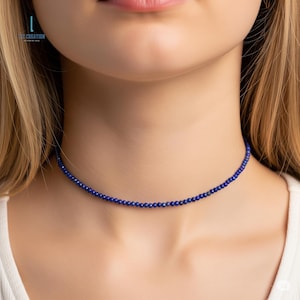 Lapis Lazuli Necklace, Lapis Lazuli Crystal Dainty Choker, Natural Stone Minimalist Necklace Gift, Layering, Stacking, Third Eye Chakra