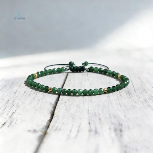 Minimalist Emerald Crystal Bracelet, Natural Dainty Green Gemstone Bracelet, May Birthstone, Heart Chakra