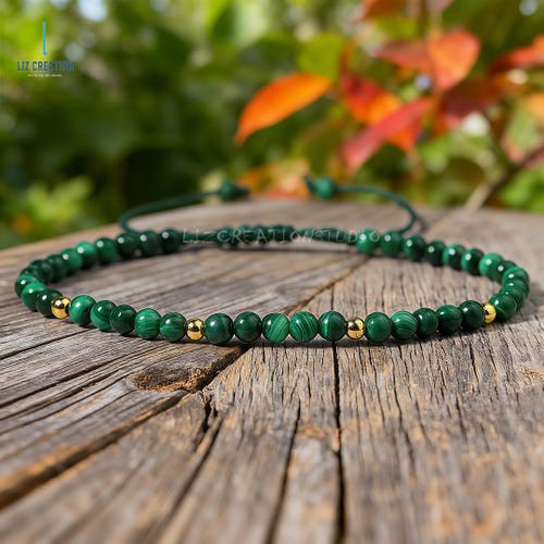 6mm Natural Malachite Bracelet Women Men Healing Stone Stretch Chrysocolla 108 P