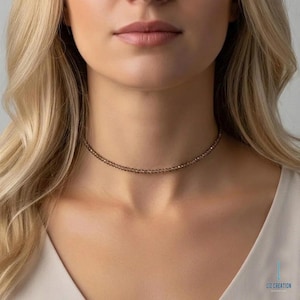 Elegant rökkvartshalsband, minimalistiskt brunt kristallhalsband, naturlig jordsten, skyddande smyckegåva Smoky Quartz Choker