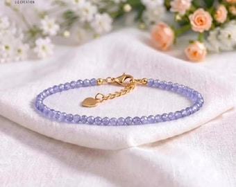 Minimalist Tanzanite Bracelet, Dainty Crystal Healing Jewelry, Delicate Bridesmaid Gifts, December Birthstone