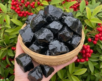 Natuurlijke ruwe zwarte obsidiaansteen voor tuimelen - ruwe kristallen gesteente, minerale exemplaren cadeau