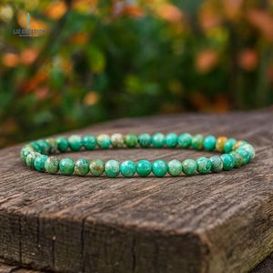 Green Sea Sediment Jasper Bracelet, Dainty Natural Stone, Heart Chakra
