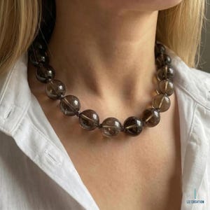 Chunky Hand Knotted Smoky Quartz Choker Necklace | Large Crystal Grounding Statement Jewelry Gift