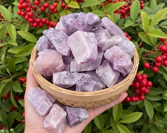 Raw Kunzite Stones - Natural Rough Pink Spodumene Crystals - Uncut Gemstones for Wrapping, Heart Chakra