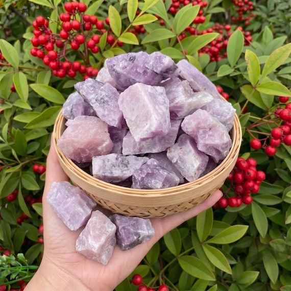 Raw Kunzite Stones - Natural Rough Pink Spodumene Crystals - Uncut Gemstones for Wrapping, Heart Chakra