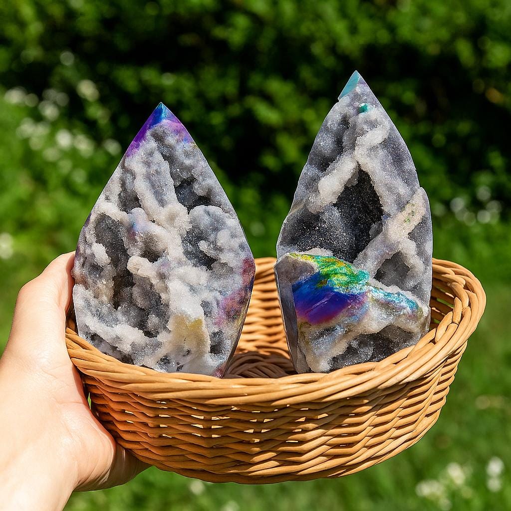 ブラックスファレライトクリスタルフレーム、天然エンジェルオーラ