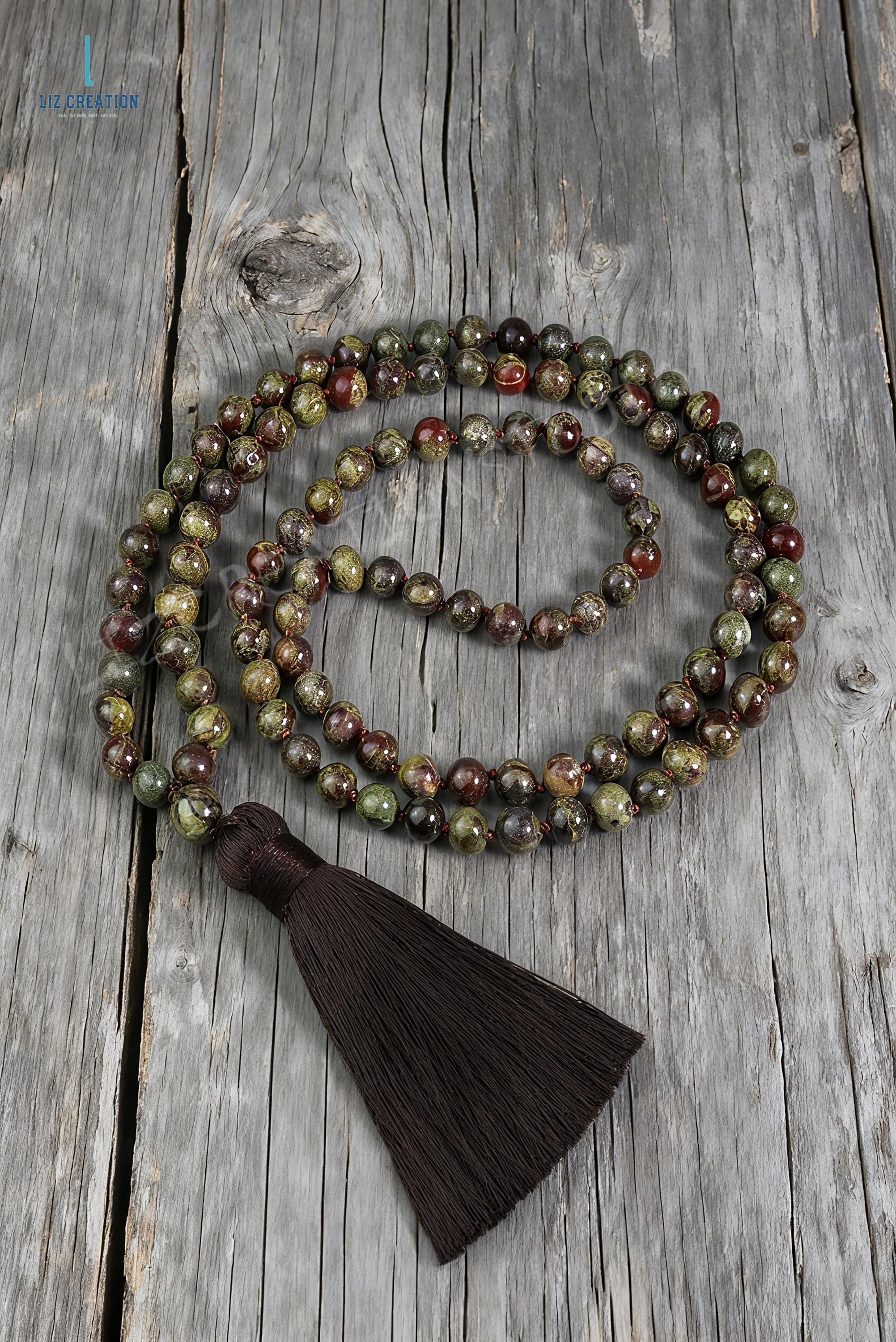 Natuurlijke AAA Red Goldstone 108 Mala Ketting | Rood Goldstone Mala|108 Gebed Kralen Mala Ketting | Handgeknoopt Mala Armband | Japa Mala| 8mm Ronde