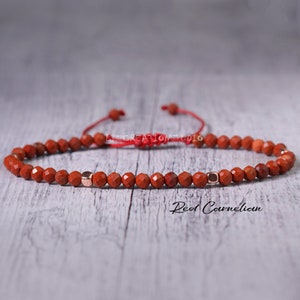 Red Carnelian Minimalist Bracelet -Natural Stone Dainty Bracelet- DelicateCarnelian Crystal Bracelet, January Birthstone Gift, Sacral Chakra