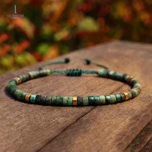 Healing African Turquoise Crystal Minimalist Bracelet -Natural Stone Dainty Bracelet -December Birthstone, Throat Chakra
