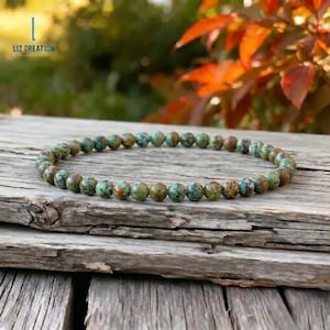 4MM African Turquoise Crystal Dainty Bracelet- Natural Stone of Evolution, Confidence ,December Birthstone
