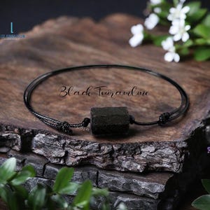 Pulsera de turmalina negra en bruto, pulsera surfera de turmalina natural, regalo para el chakra raíz.