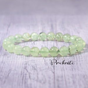 Prehnite Bracelet -Natural Stone Stretch Bracelet- Healing Crystal Yoga Bracelet -Delicate Spiritual Protection Gift