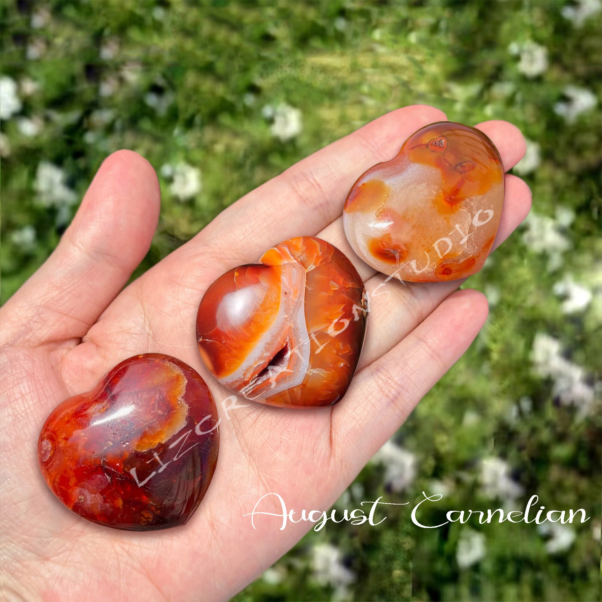 カーネリアンハートクリスタル - 天然石タンブルポケットウォーリー