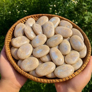 Natural Moonstone Crystal Palm Stone, Pocket Stone, Mineral Specimens, Crown Chakra