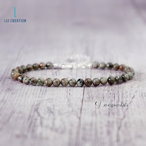 Delicate Yooperlite-kralen sierlijke armband - natuurlijke Yooperlite-steen minimalistische armband - Yooperlite-kristalcadeau, gelaagdheid, stapelen