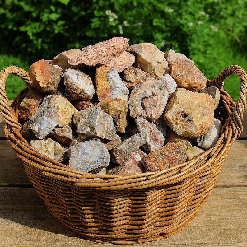 Raw Gate 5PCS Raw Crazy Lace Agate Rough Stones for Tumbling -banded Agate ...
