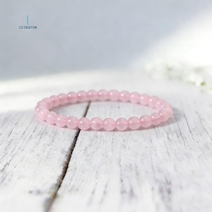 Rose Quartz Crystal Bracelet, Natural Pink Gemstone Bracelet, Heart Chakra, Stone of Unconditional Love