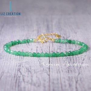 Green Aventurine Bracelet Minimal Bracelet -Natural Stone Dainty Bracelet- Healing Crystal Delicate Spiritual Protection Gift