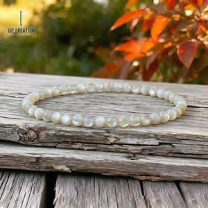 4 mm sierlijke parelmoer kristallen armband - natuurlijke edelsteen schelparmband, minimalistische stapelsieraden