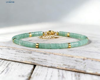 Minimalist Aventurine Crystal Abundance Bracelet- Natural Green Gemstone Dainty Bracelet- Prosperity Gift