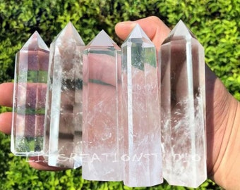 Clear Quartz Tower Point -Healing Crystal Quartz Obelisk Wand- Mineral Specimens, Office Home Decoration