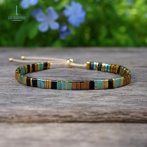 Minimalistische Tila-armband - genezende Japanse Miyuki-kralen Sierlijke armband-stapelbaar, Miyukia platte vierkante kralen afbeelding 3