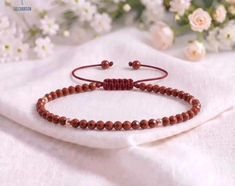 Minimalist Red Jasper Bracelet - Dainty Crystal Jewelry, January Birthstone, Sacral Chakra, Bridesmaid Gifts