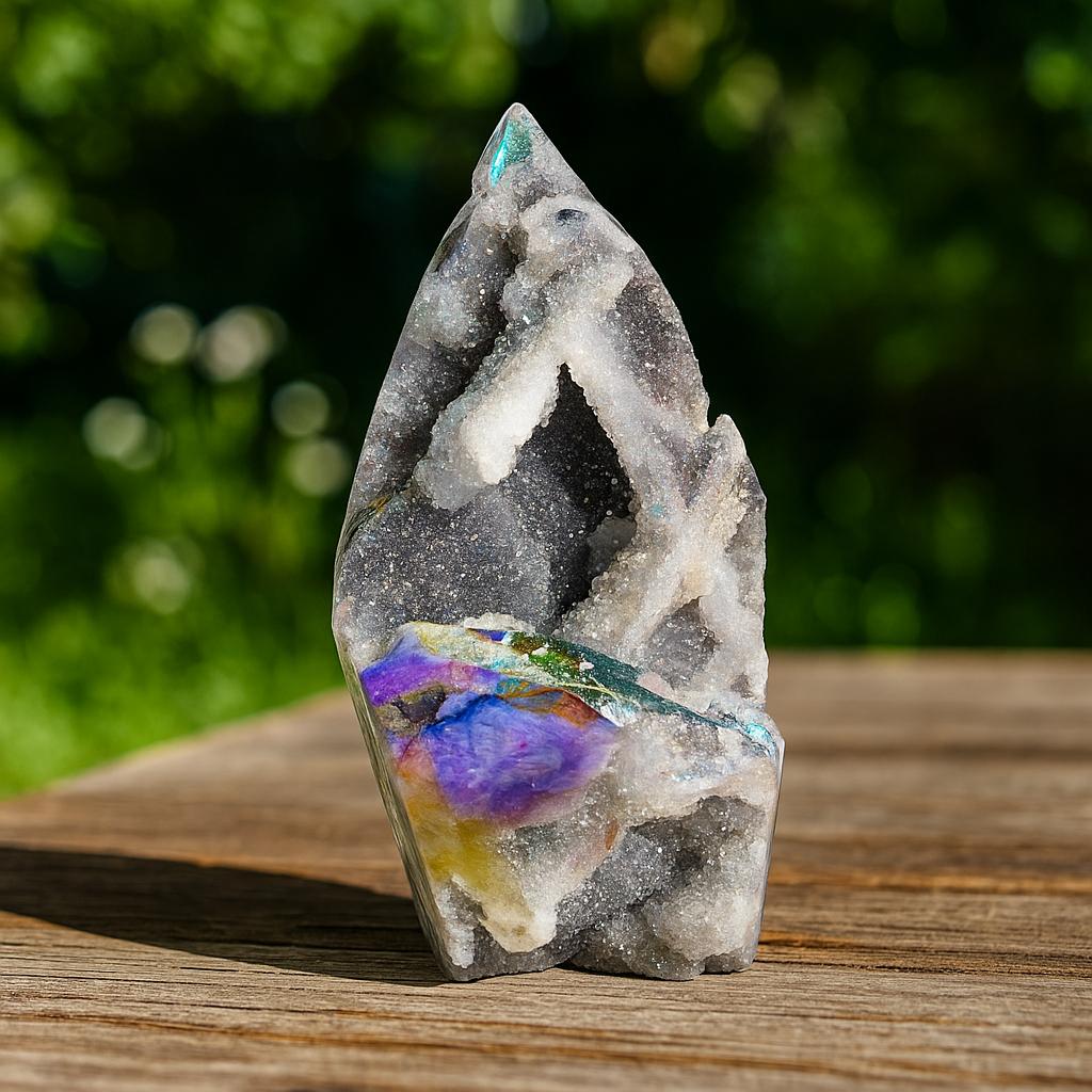 ブラックスファレライトクリスタルフレーム、天然エンジェルオーラ