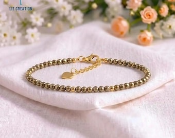 Minimalist Pyrite Crystal Bracelet- Dainty Gemstone Jewelry- Abundance &Prosperity ,Bridesmaid Gifts