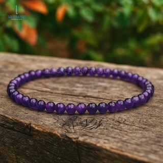 Bracciale Con Ametista E Farfalla, Perline Di Cristallo Naturali, Elastico 17 Cm, Con Biglietto Ispiratore