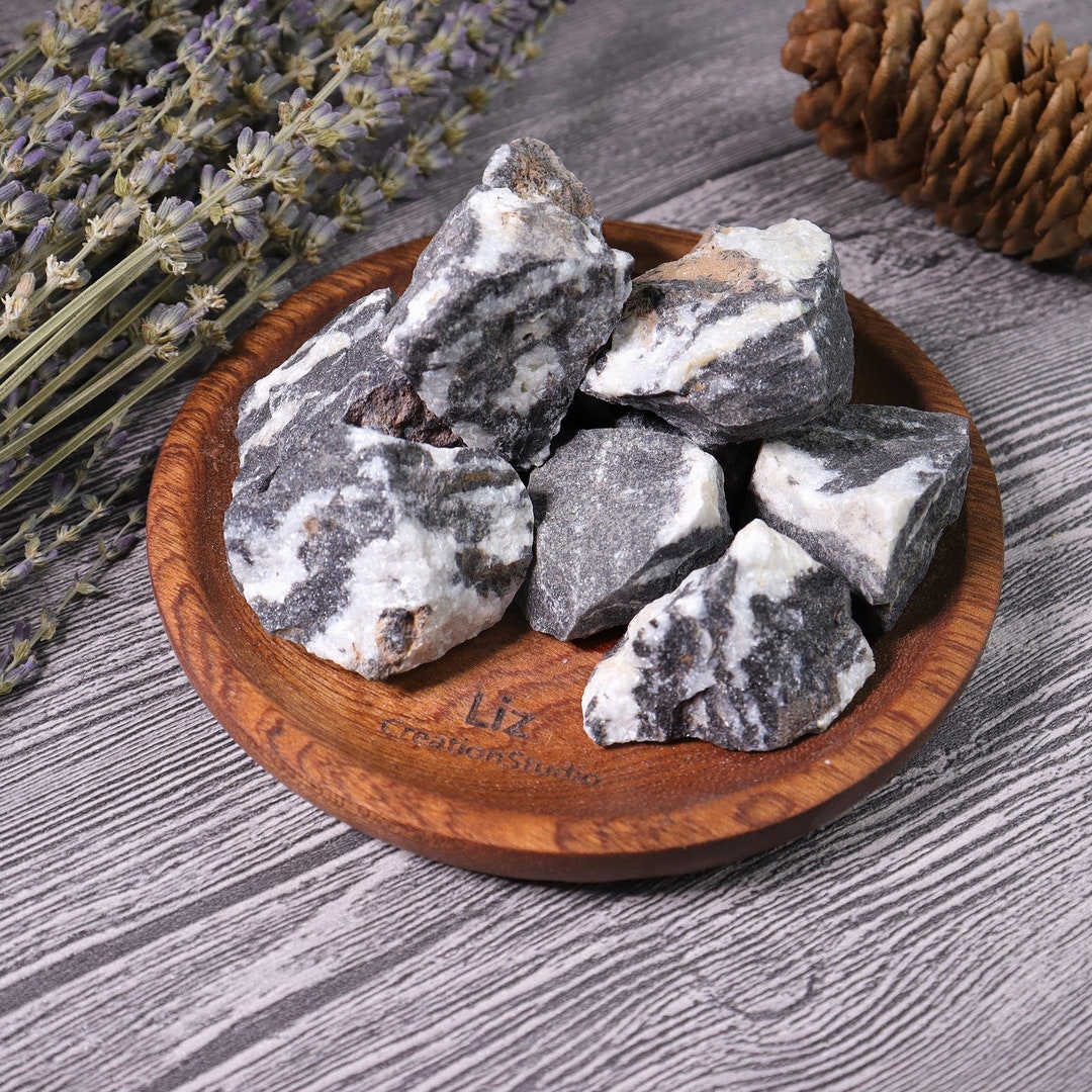 Raw Black and White Zebra Jasper Stonenatural Rough Crystals Genuine