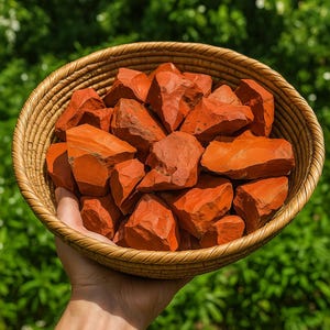 5pcs Red Jasper Raw Stone Crystal for DIY Tumbling - Rough Red Jasper  Gemstones - Natural Red Jasper Root Chakra Gift, Red Jasper Chunks