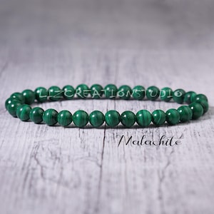 Malachite Bracelet- Natural Stone Stretch Bracelet- Healing Crystal Yoga Bracelet -Spiritual Protection Chakra Gift