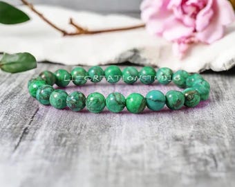 Green Variscite Bracelet- Natural Variscite Gemstone Bracelet
