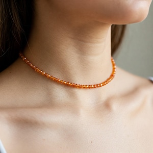 Delicate Carnelian Necklace, Carnelian Crystal Dainty Choker, Natural Stone Minimalist Choker Necklace Gifts for Women, Sacral Chakra