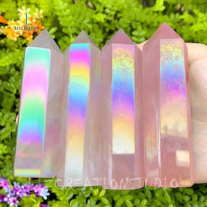 Angel Aura Tower Point- Angel Aura Quartz Crystal Obelisk Wand-Chakra Tower- Generator Polished  Crystal Gift,Mineral Specimens, Home Decor