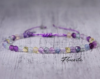 Minimalist Grade A++ Fluorite Bracelet -Natural Stone Dainty Bracelet- Healing Crystal Yoga Bracelet -Delicate Spiritual Protection Gift