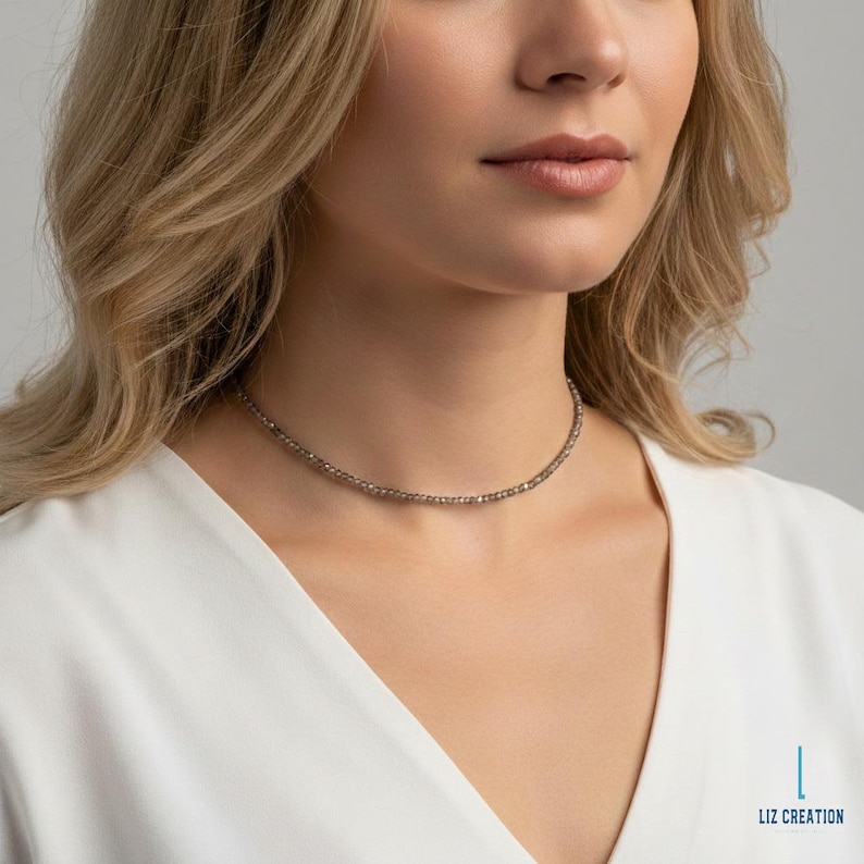 Elegant rökkvartshalsband, minimalistiskt brunt kristallhalsband, naturlig jordsten, skyddande smyckegåva bild 4