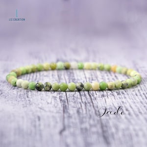 Delicate 4mm Green Jade Bracelet -Natural Jade Stone Layering Stacking Bracelet- Jade Crystal Dainty Bracelet- Heart Chakra Gift for Women