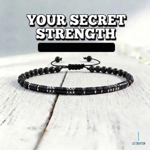 Black Onyx Morse Code Bracelet -Natural Dainty Gemstones - Personalized Secret Message Gift