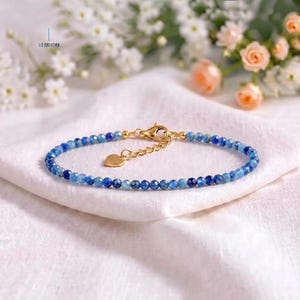 Minimalistisches Kyanit-Kristallarmband (3A-Qualität), zarter Edelsteinschmuck – Halschakra, feines Geschenk für Brautjungfern