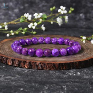 Natural Charoite Gemstone Stretchy Bracelet- Healing Crystal Bracelet- Soul Stone of Transformation