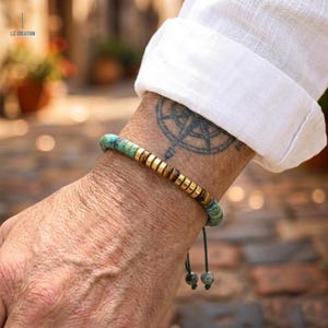Men 's F*ck Cancer Morse Code Bracelet: Personalized Secret Message Gift, African Turquoise,