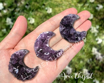 Amethyst Crystal Moon Druzy Crescent Shaped Moon Quartz Moon Decor Moon Crystal Moon Lovers- Mineral Specimens Gift