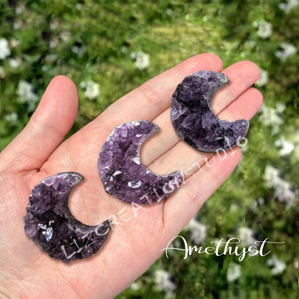 Amethyst Crystal Moon Druzy Crescent Shaped Moon Quartz Moon Decor Moon Crystal Moon Lovers- Mineral Specimens Gift