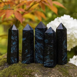 Arfvedsonite Crystal Tower Point- Natural Gemstone Obelisk Wand- Home Office Decor, Rare Mineral Specimens image 6