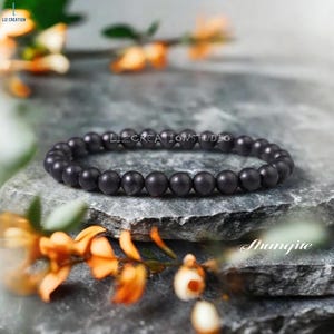 Schungit Perlen Armband - Natürlicher Schungit Edelstein Armband Schungit Kristall Armband für Frauen - Herz Chakra Geschenk, Schichtung, Stapelung